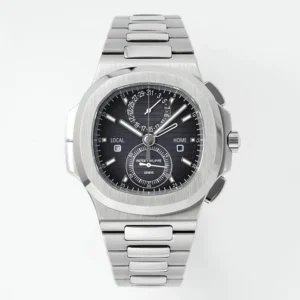 Patek Philippe Nautilus 5990/1A Dual Time Steel Black Super Clone Replica Watch