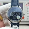 IWC Portugieser Perpetual Calendar Automatic Men’s Watch Blue Dial Leather Strap Silver Case