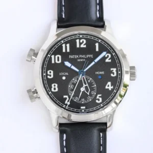 PF Factory Patek Philippe Calatrava Pilot Travel Time Black Dial Super Clone Replica Watch