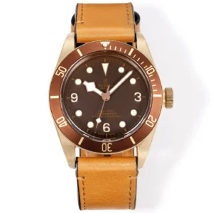 ZF Factory Tudor Black Bay Bronze Automatic Men’s Diver Watch with Brown Dial and Tan Leather Strap