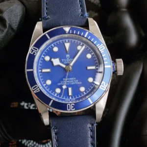 ZF Factory Tudor Black Bay Fifty-Eight Blue Dial Automatic Dive Watch with Navy Leather Strap and Stainless Steel Case