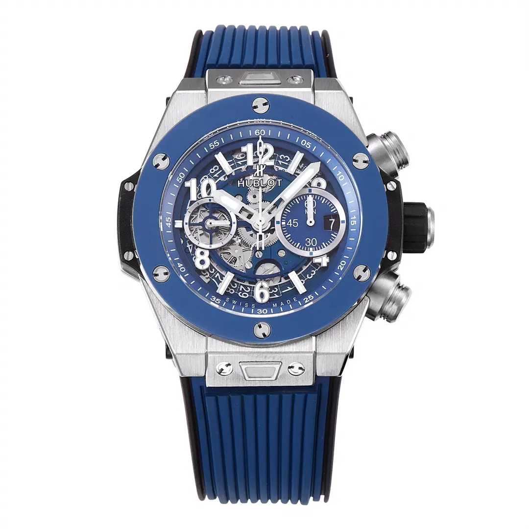 JJ Factory Hublot Big Bang blue skeleton dial chronograph watch