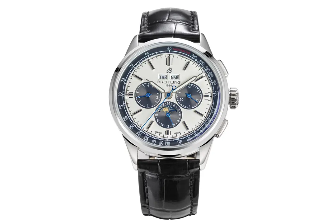 V7 Factory Breitling Premier B25 Chronograph Blue Dial Leather – Super Clone Watches