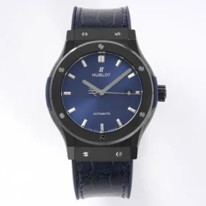 ZF Factory Hublot Classic Fusion Ceramic Watch – Black Ceramic Case, Blue Dial, Crocodile Leather Strap, Super Clone by GSF