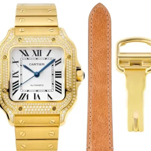 3K Factory Cartier Santos de Cartier Watch Gold White – Best Replica Watch of Top Quality