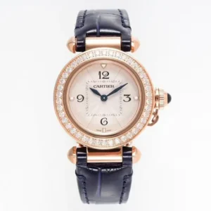 3K Factory Cartier Pasha de Cartier 30mm Rose Gold Blue Leather – Top Quality Replica Watch