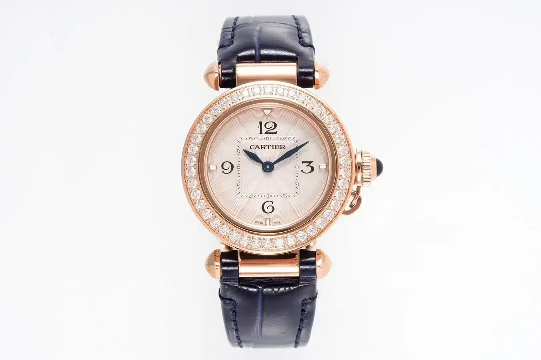 3K Factory Cartier Pasha de Cartier 30mm Rose Gold Blue Leather – Top Quality Replica Watch