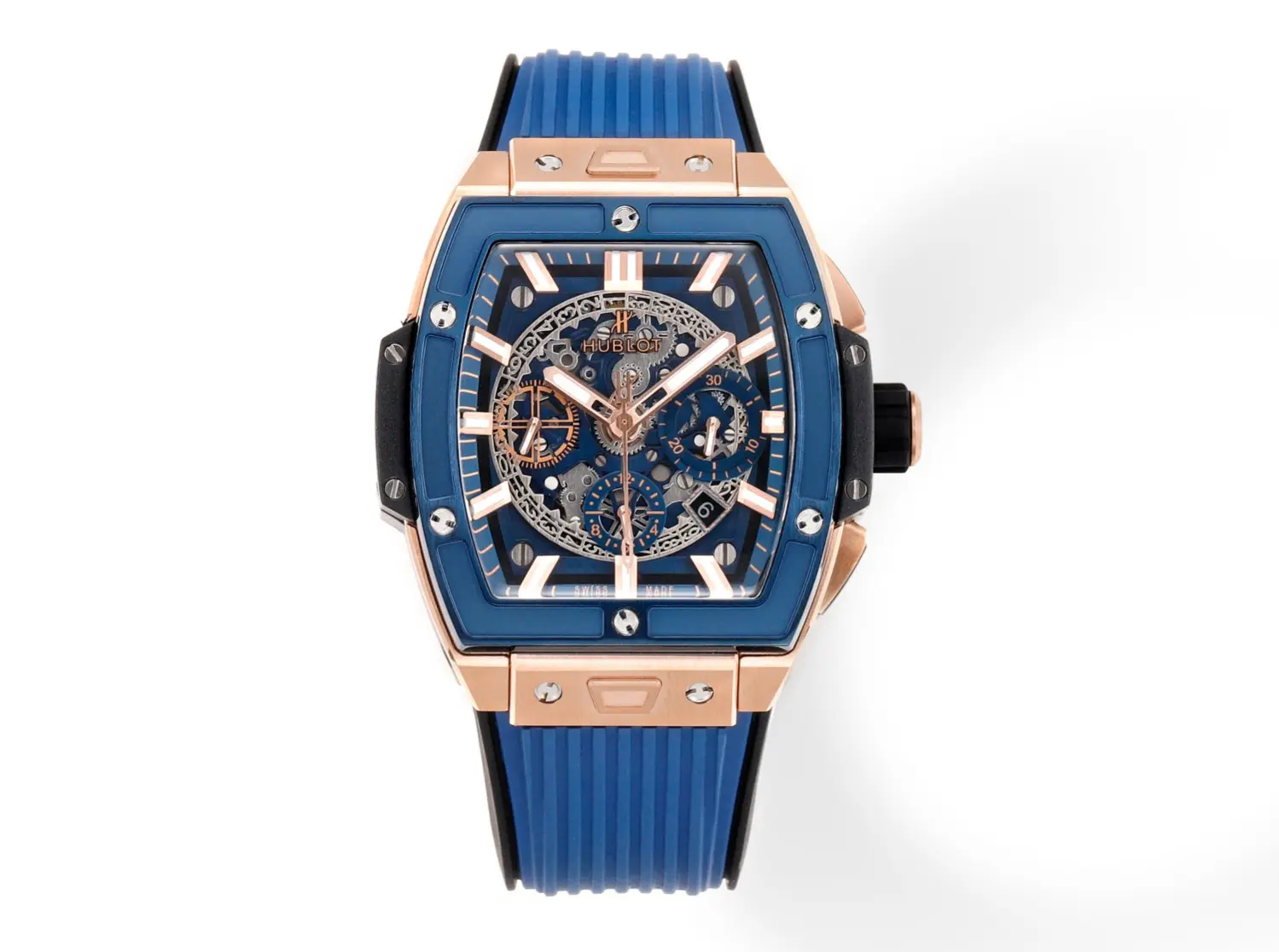 ZF Factory HUBLOT Spirit of Big Bang King Gold Blue Skeleton Dial Limited Edition Watch with Rubber Strap – Super Clone Excellence