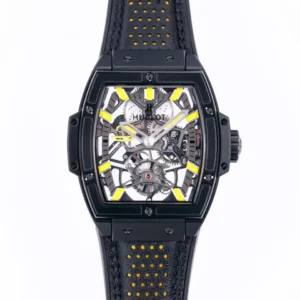 ZF Factory Hublot Masterpiece 906 Black & Yellow Skeleton Tourbillon Watch with Leather Strap – Super Clone Edition