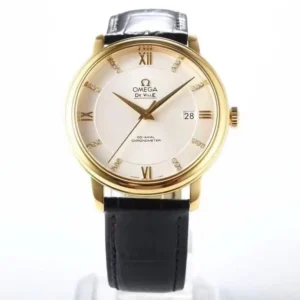 Omega De Ville Gold Watch Black Strap
