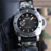 Panerai Submersible Navy Seals Black Dial Camo Rubber Strap Titanium Dive Watch