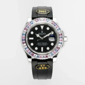 Rolex Yacht-Master “Heavy Edition” – Black Dial with Rainbow Bezel, Rubber Strap & Premium Quality Craftsmanship