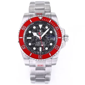 Rolex Submariner PARAKEET – Custom Black Gradient Green Dial with Red Bezel – 904L Stainless Steel by VSF Watches Official Store