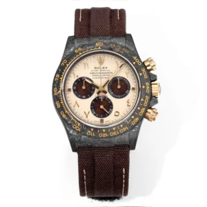 Rolex Daytona Carbon Fiber Custom Edition Watch – Black with Brown Strap by VSF Watches Official