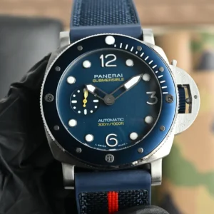 VS Factory Panerai Submersible Automatic Blue Dial Men’s Dive Watch with Blue Fabric Strap – 300m Water Resistant