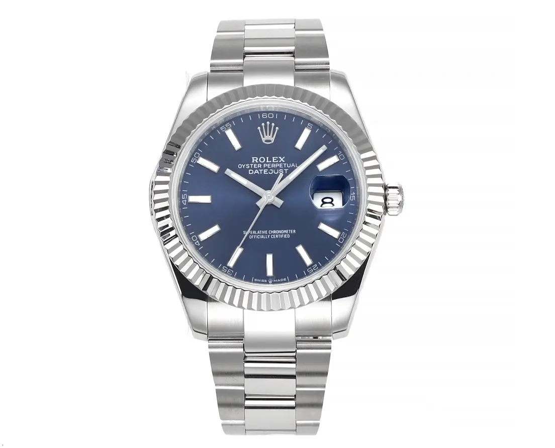 Rolex Datejust 41mm Blue Dial Stainless Steel Fluted Bezel Super Clone with 3235 Movement