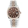 Rolex Datejust 41mm Watch – Brown Dial, Two-Tone Steel & Gold, Fluted Bezel, Super Clone
