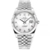 Rolex Datejust 41mm Silver Stainless Steel Watch with Diamond Dial, Fluted Bezel, and VSF Super Clone Quality