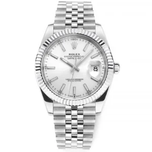 Rolex Datejust 41mm Silver Fluted Bezel Stainless Steel VSF Super Clone Watch