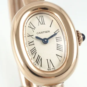 Cartier Baignoire Rose Gold Oval Dial Roman Numerals Women’s Quartz Watch