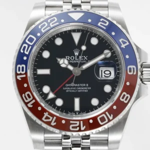 AR Factory Rolex GMT-Master II Pepsi Red-Blue Ceramic Bezel Black Dial Stainless Steel Watch