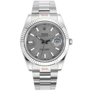 VS Factory Rolex Datejust 41mm Grey Meteorite Dial Fluted Bezel Oystersteel Automatic Men’s Watch