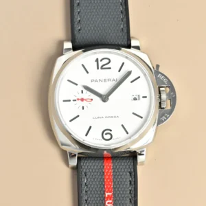 Panerai Luminor Luna Rossa Automatic White Dial Stainless Steel Case Grey Fabric Strap Men’s Watch