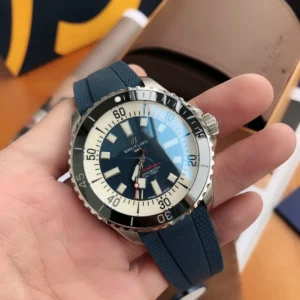 BLS Factory Breitling Superocean Automatic 42mm Blue Dial Men’s Diver Watch with Blue Rubber Strap