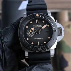 VS Factory Panerai Luminor Submersible Navy Seals Black Dial Brown Leather Strap Men’s Diver Watch